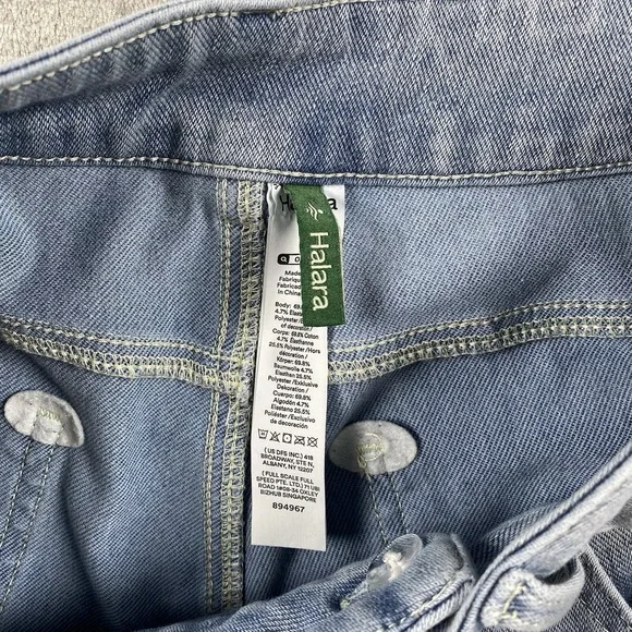 Halara Jeans Womens Sz M Tall Flex Asymmetric Zipper Baggy Wide Leg Stretch - Picture 5 of 13